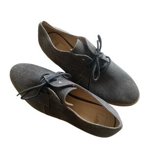 14th & Union Gray Canvas Lace-Up Oxfords | Casual Derby Shoes Size 10